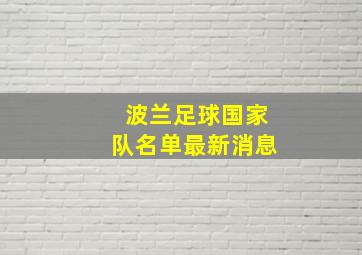 波兰足球国家队名单最新消息