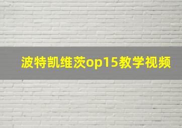 波特凯维茨op15教学视频