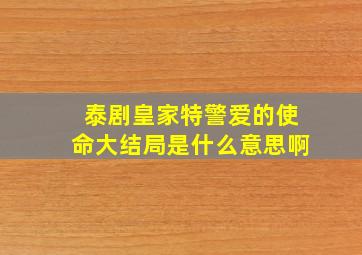 泰剧皇家特警爱的使命大结局是什么意思啊