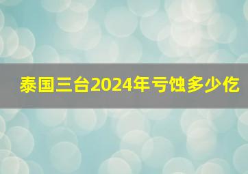 泰国三台2024年亏蚀多少仡