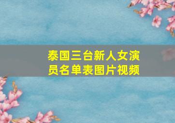 泰国三台新人女演员名单表图片视频