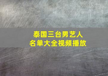 泰国三台男艺人名单大全视频播放