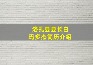 洛扎县县长白玛多杰简历介绍