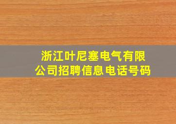 浙江叶尼塞电气有限公司招聘信息电话号码