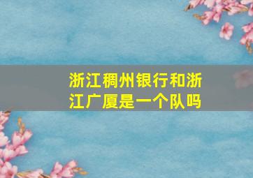 浙江稠州银行和浙江广厦是一个队吗