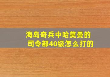 海岛奇兵中哈莫曼的司令部40级怎么打的