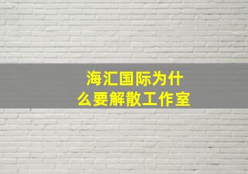 海汇国际为什么要解散工作室