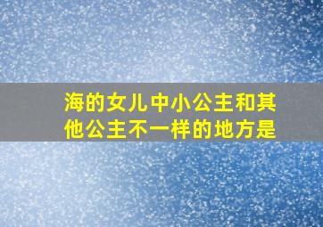 海的女儿中小公主和其他公主不一样的地方是