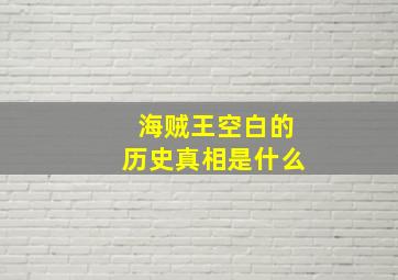 海贼王空白的历史真相是什么