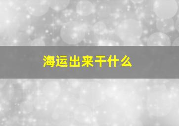 海运出来干什么