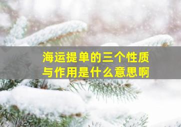 海运提单的三个性质与作用是什么意思啊