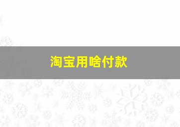 淘宝用啥付款