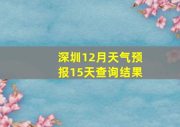 深圳12月天气预报15天查询结果