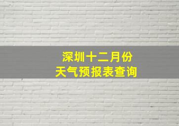 深圳十二月份天气预报表查询