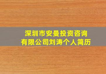 深圳市安曼投资咨询有限公司刘涛个人简历