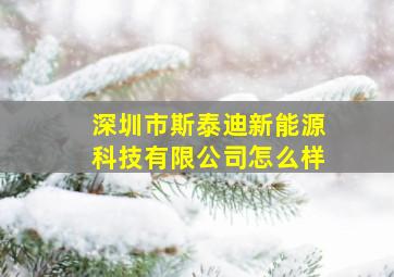 深圳市斯泰迪新能源科技有限公司怎么样