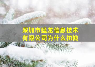 深圳市猛龙信息技术有限公司为什么扣钱