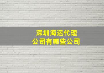 深圳海运代理公司有哪些公司