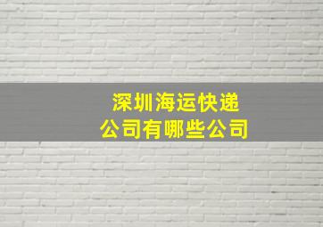 深圳海运快递公司有哪些公司