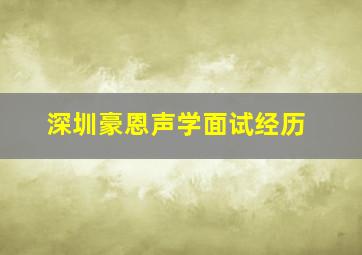 深圳豪恩声学面试经历