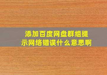 添加百度网盘群组提示网络错误什么意思啊