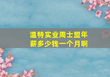 温特实业周士盟年薪多少钱一个月啊