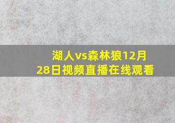 湖人vs森林狼12月28日视频直播在线观看