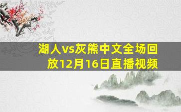 湖人vs灰熊中文全场回放12月16日直播视频