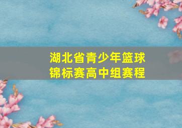 湖北省青少年篮球锦标赛高中组赛程