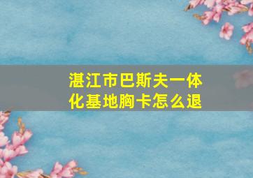 湛江市巴斯夫一体化基地胸卡怎么退