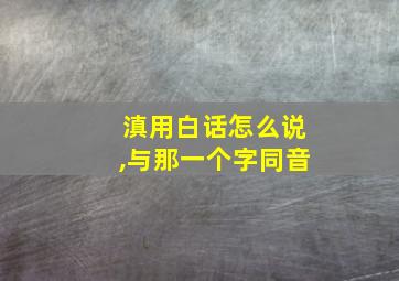 滇用白话怎么说,与那一个字同音