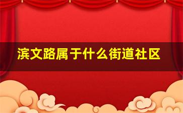 滨文路属于什么街道社区