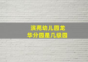 滨苑幼儿园龙华分园是几级园