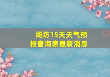 潍坊15天天气预报查询表最新消息