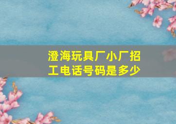 澄海玩具厂小厂招工电话号码是多少