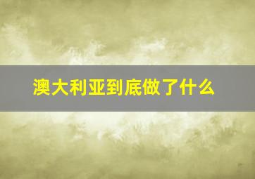 澳大利亚到底做了什么