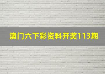 澳门六下彩资料开奖113期