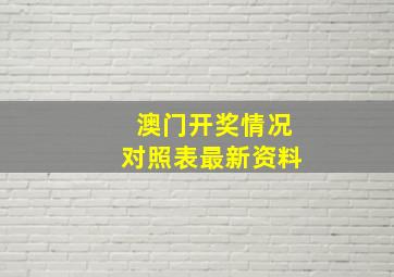 澳门开奖情况对照表最新资料