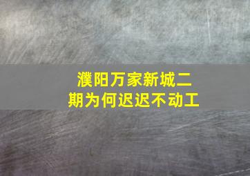 濮阳万家新城二期为何迟迟不动工