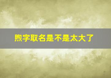 煦字取名是不是太大了