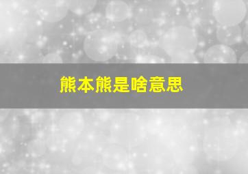 熊本熊是啥意思