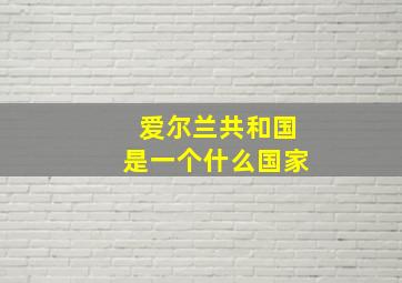 爱尔兰共和国是一个什么国家