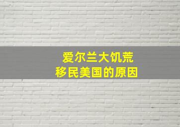 爱尔兰大饥荒移民美国的原因