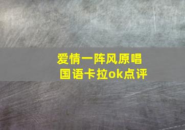 爱情一阵风原唱国语卡拉ok点评