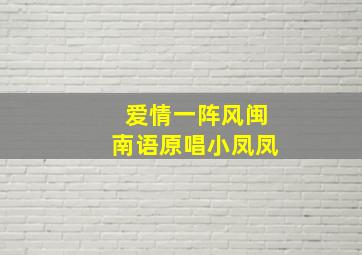 爱情一阵风闽南语原唱小凤凤