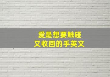 爱是想要触碰又收回的手英文