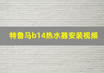 特鲁马b14热水器安装视频