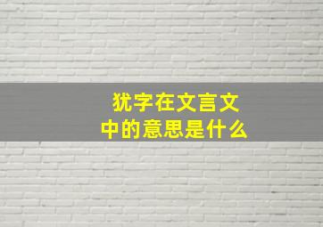 犹字在文言文中的意思是什么