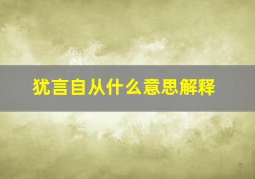 犹言自从什么意思解释