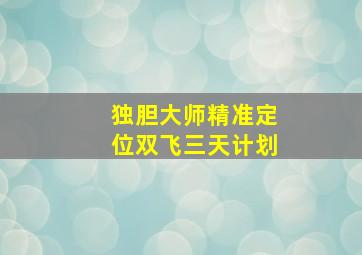 独胆大师精准定位双飞三天计划